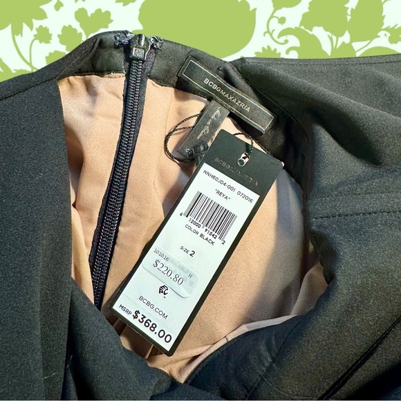 NWT BCBGMaxAzria ‘Reya’ Black & Nude Lace Peplum Detail Open Back Dress Size 2 - Picture 3 of 16